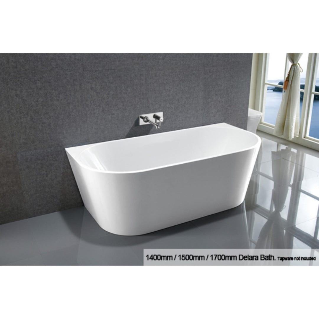 DURAPLEX DELARA WALL FACED BATH GLOSS WHITE (AVAILABLE IN 1400MM, 1500MM AND 1700MM)