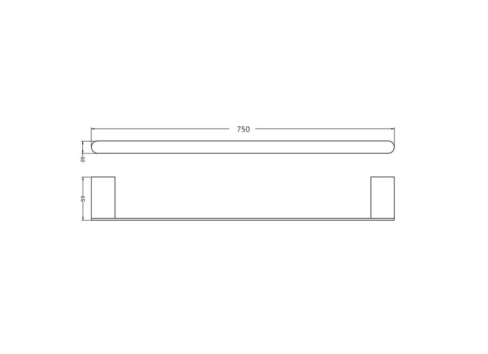 INSPIRE ZEVIO SINGLE NON-HEATED TOWEL RAIL CHROME 600MM AND 750MM