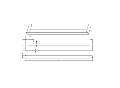 INSPIRE VETTO DOUBLE NON-HEATED TOWEL RAIL GUN METAL 600MM AND 750MM