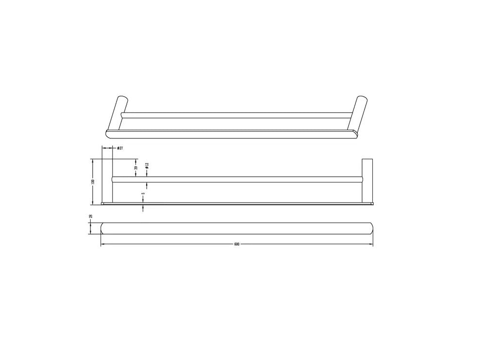 INSPIRE VETTO DOUBLE NON-HEATED TOWEL RAIL GUN METAL 600MM AND 750MM