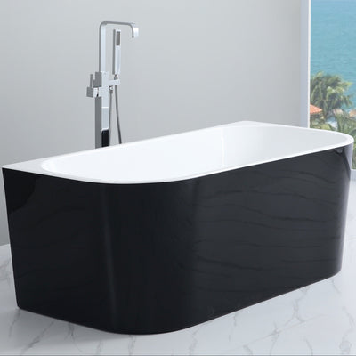 POSEIDON ELIVIA BACK TO WALL NF BATHTUB GLOSS BLACK AND GLOSS WHITE (AVAILABLE 1500MM AND 1700MM)