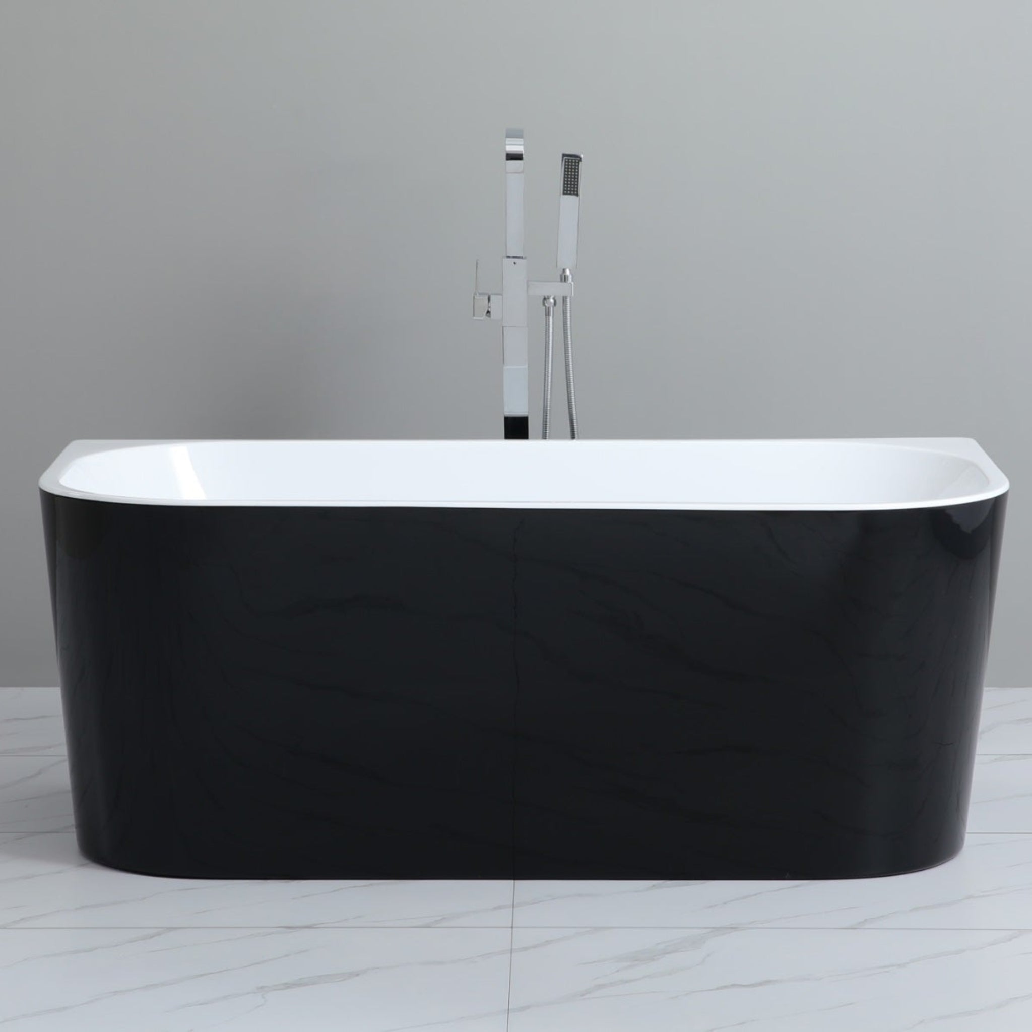 POSEIDON ELIVIA BACK TO WALL NF BATHTUB GLOSS BLACK AND GLOSS WHITE (AVAILABLE 1500MM AND 1700MM)