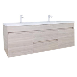 POSEIDON EVIE OAK 1200MM DOUBLE BOWL WALL HUNG VANITY