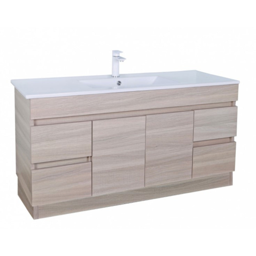 POSEIDON EVIE OAK 1500MM SINGLE BOWL FLOOR STANDING VANITY WITH KICKBOARD