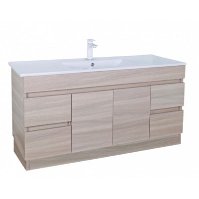 POSEIDON EVIE OAK 1500MM SINGLE BOWL FLOOR STANDING VANITY WITH KICKBOARD