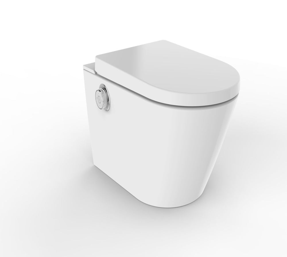GALLARIA EVO COMFORT RIMLESS WALL FACE PAN AND REMOTE BIDET PACKAGE GLOSS WHITE