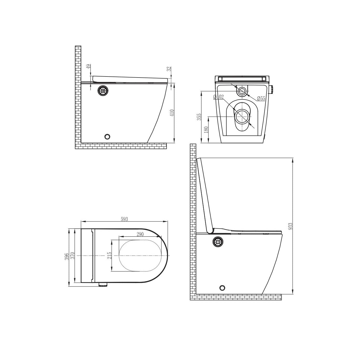 GALLARIA EVO COMFORT RIMLESS WALL FACE PAN AND REMOTE WASHLET PACKAGE GLOSS WHITE