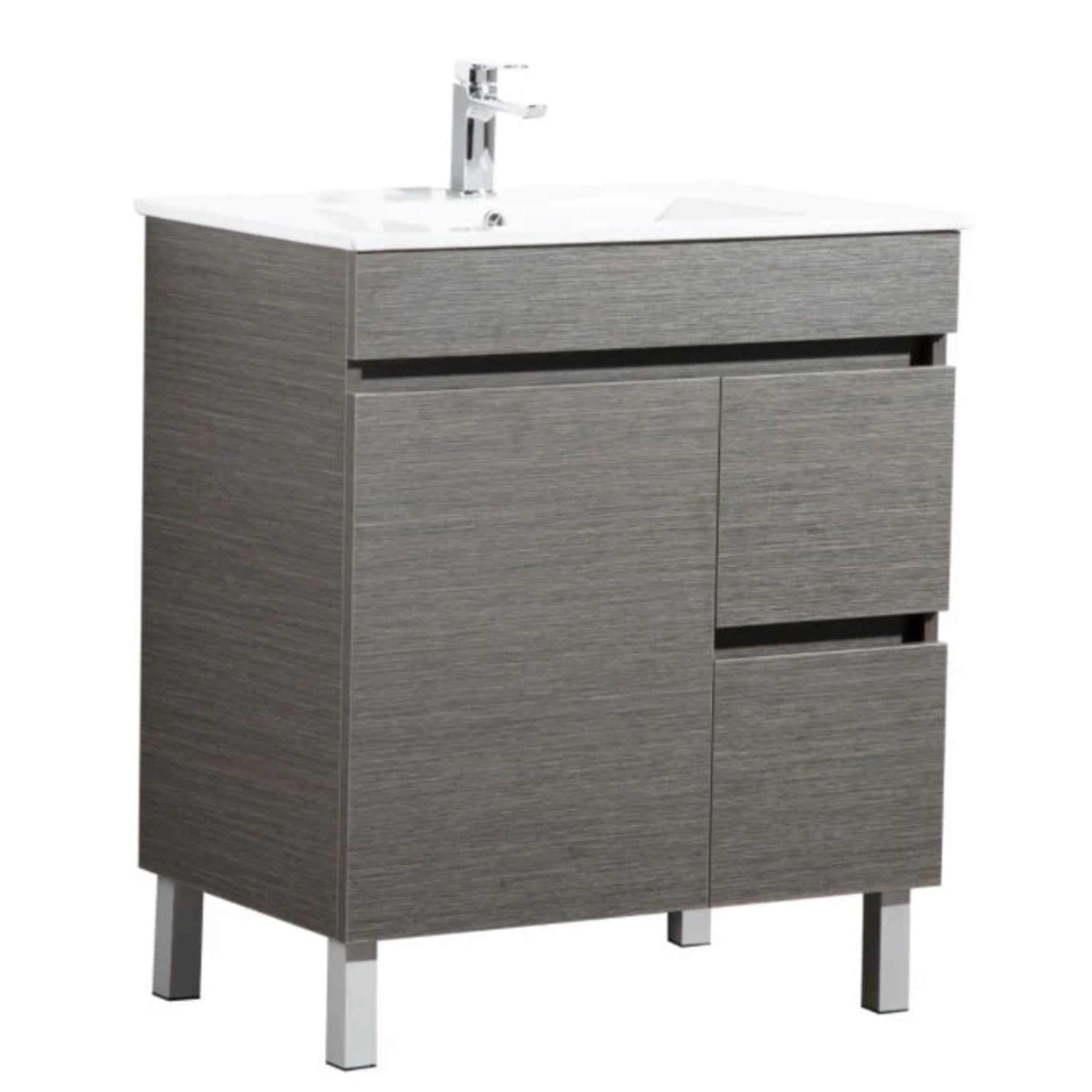 POSEIDON EVIE DARK BROWN 750MM SINGLE BOWL FLOOR STANDING VANITY (AVAILABLE IN LEFT AND RIGHT HAND DRAWER)