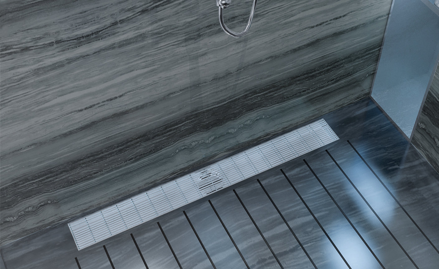 LINSOL EZYFLOW HEELGUARD CHANNEL GRATE BRUSHED STAINLESS 1000 LINEAR