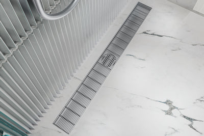 LINSOL EZYFLOW HEELGUARD CHANNEL GRATE BRUSHED STAINLESS 1000 LINEAR