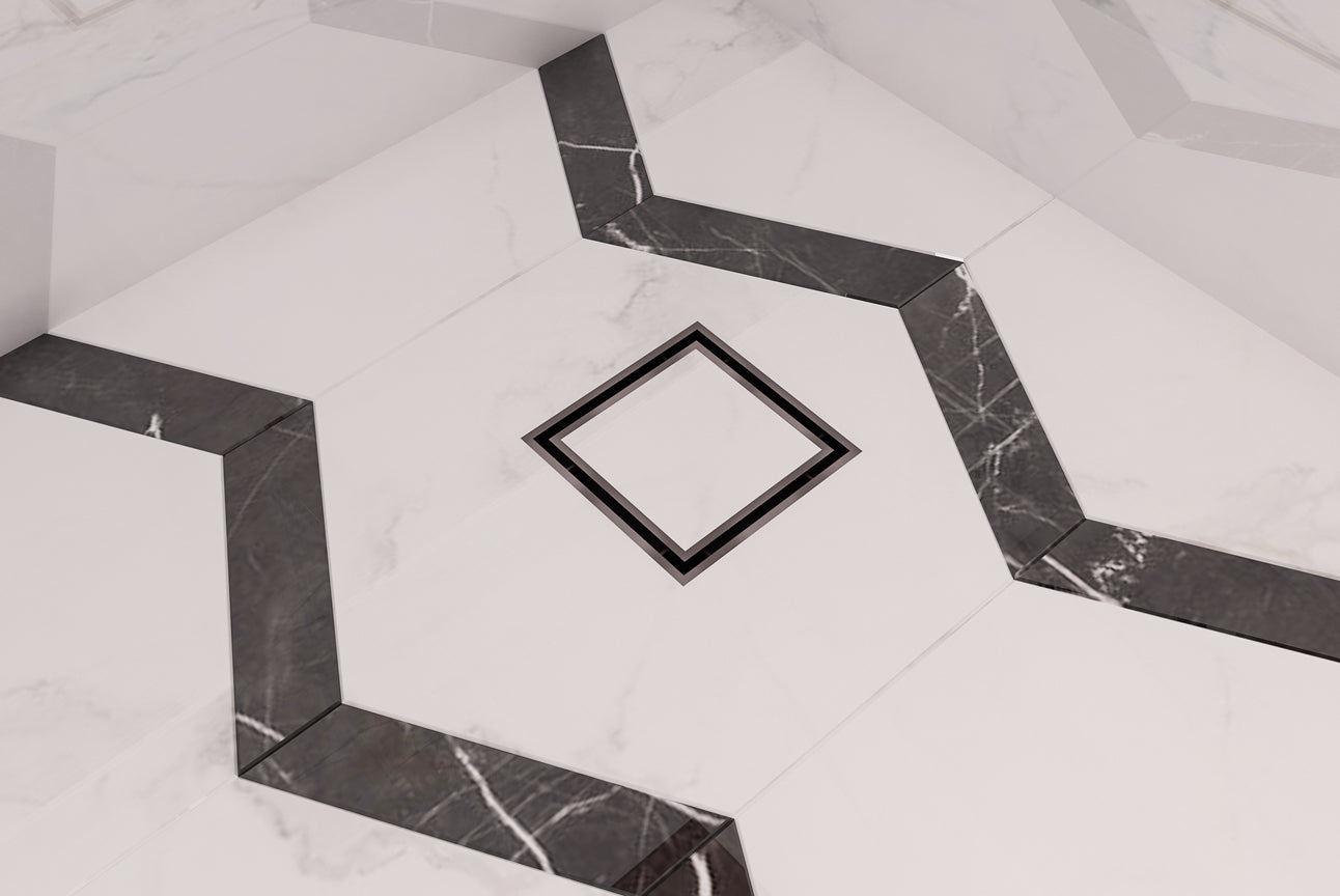 LINSOL EZYFLOW SQUARE TILE INSERT GRATE GUN METAL 110MM