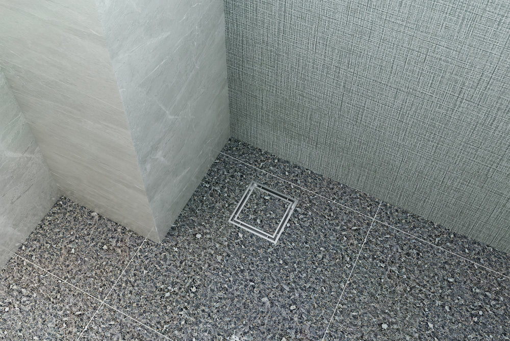 LINSOL EZYFLOW SQUARE TILE INSERT GRATE BRUSHED STAINLESS 110MM