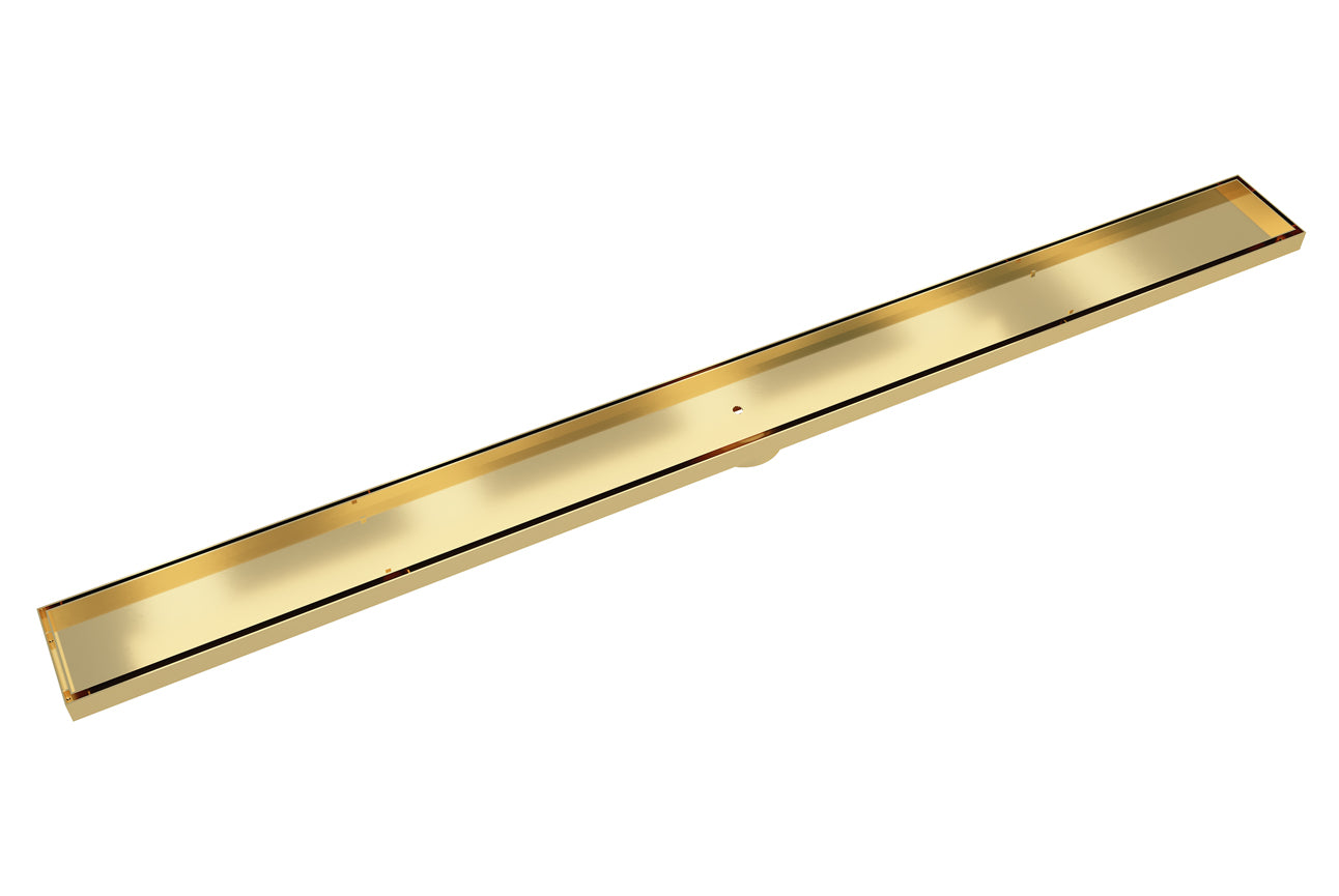 LINSOL EZYFLOW TILE INSERT CHANNEL GRATE BRUSHED BRASS 1200MM