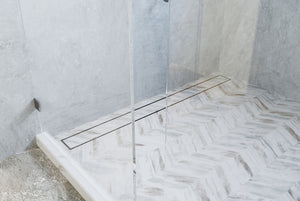 LINSOL EZYFLOW TILE INSERT CHANNEL GRATE BRUSHED STAINLESS 1200MM