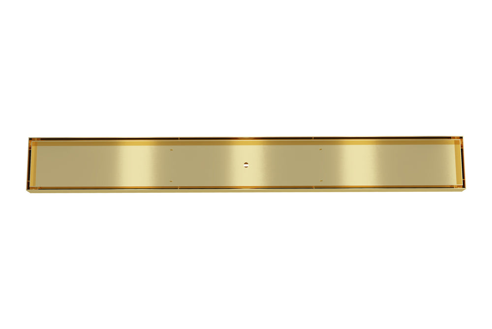 LINSOL EZYFLOW TILE INSERT CHANNEL GRATE BRUSHED BRASS 800MM