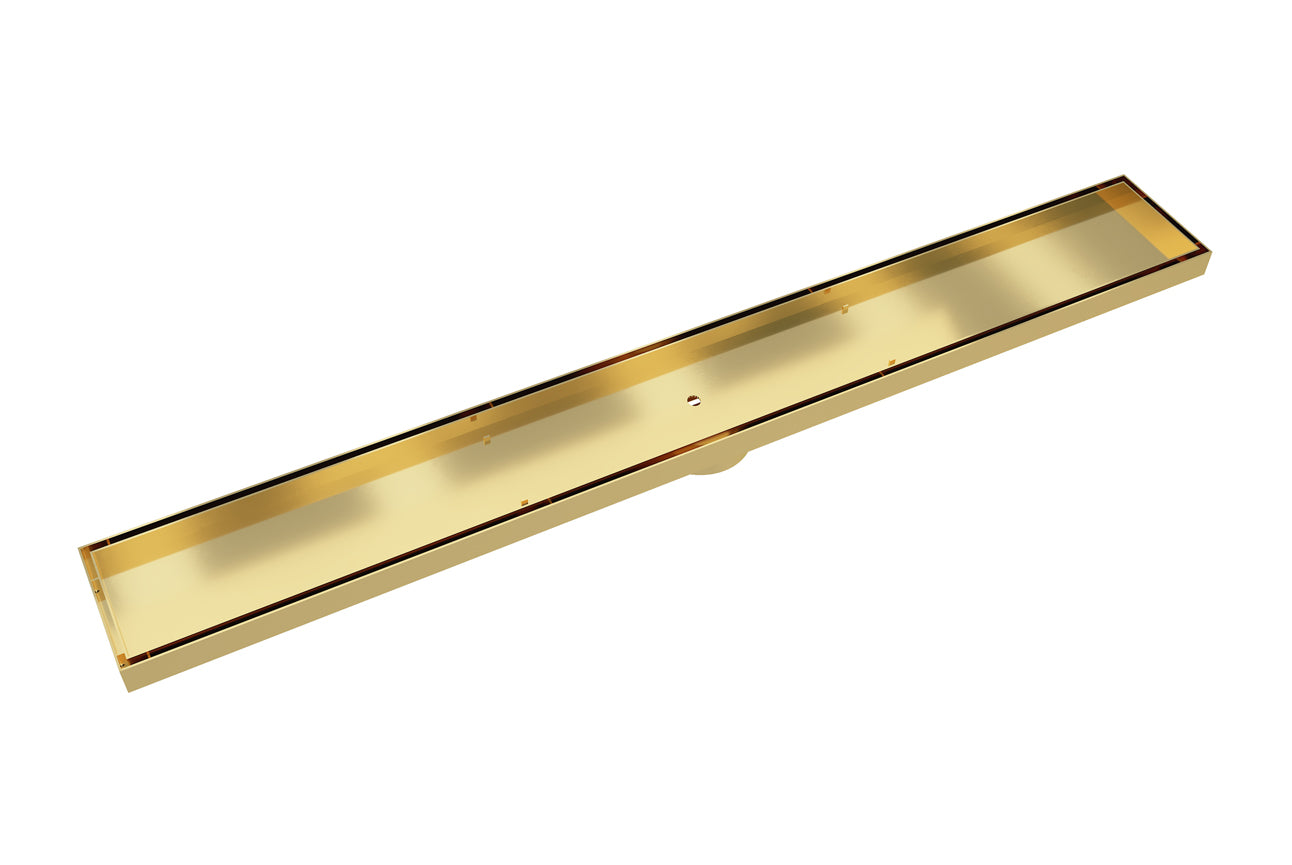 LINSOL EZYFLOW TILE INSERT CHANNEL GRATE BRUSHED BRASS 800MM