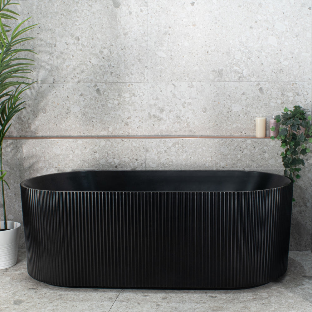 ENFLAIR BRIGHTON GROOVE FREESTANDING BATHTUB MATTE BLACK (AVAILABLE IN 1500MM AND 1700MM)
