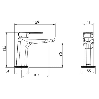 FELTON AXISS II BASIN MIXER 135MM MATTE BLACK