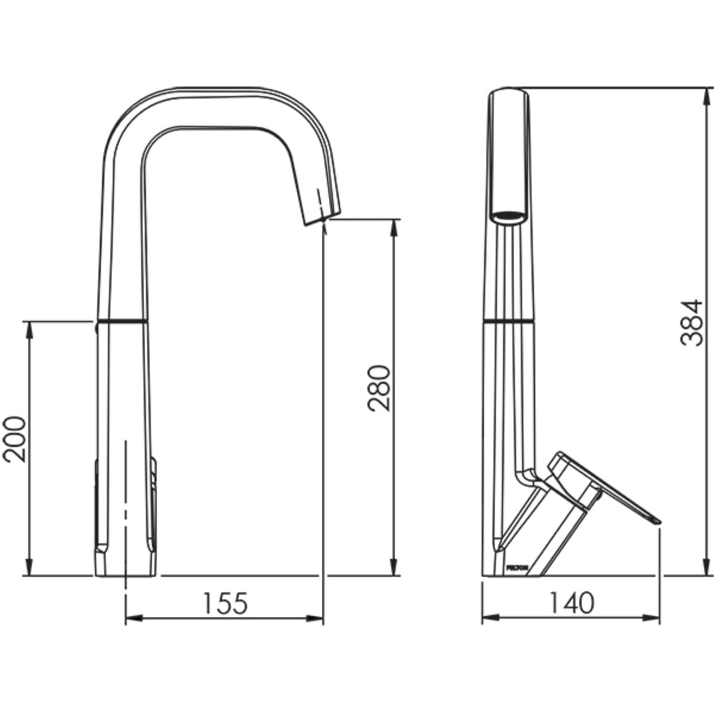 FELTON AXISS SINK MIXER 384MM MATTE BLACK