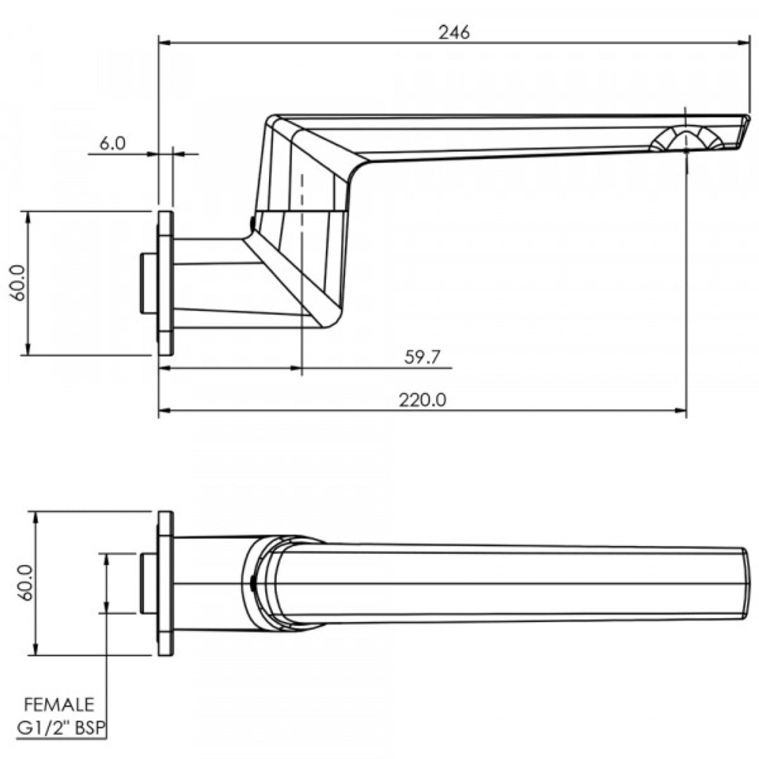 FELTON AXISS SWIVEL BATH SPOUT 1/2" 246MM CHROME