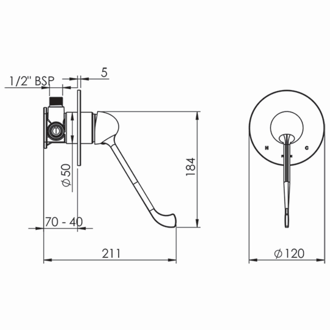 FELTON CARE SHOWER MIXER 120MM CHROME