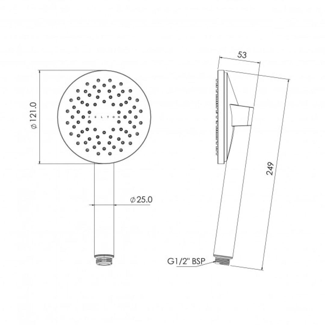 FELTON TATE AERLUX HANDPIECE 120MM CHROME