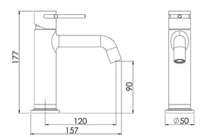FELTON TATE BASIN MIXER 177MM MATTE BLACK