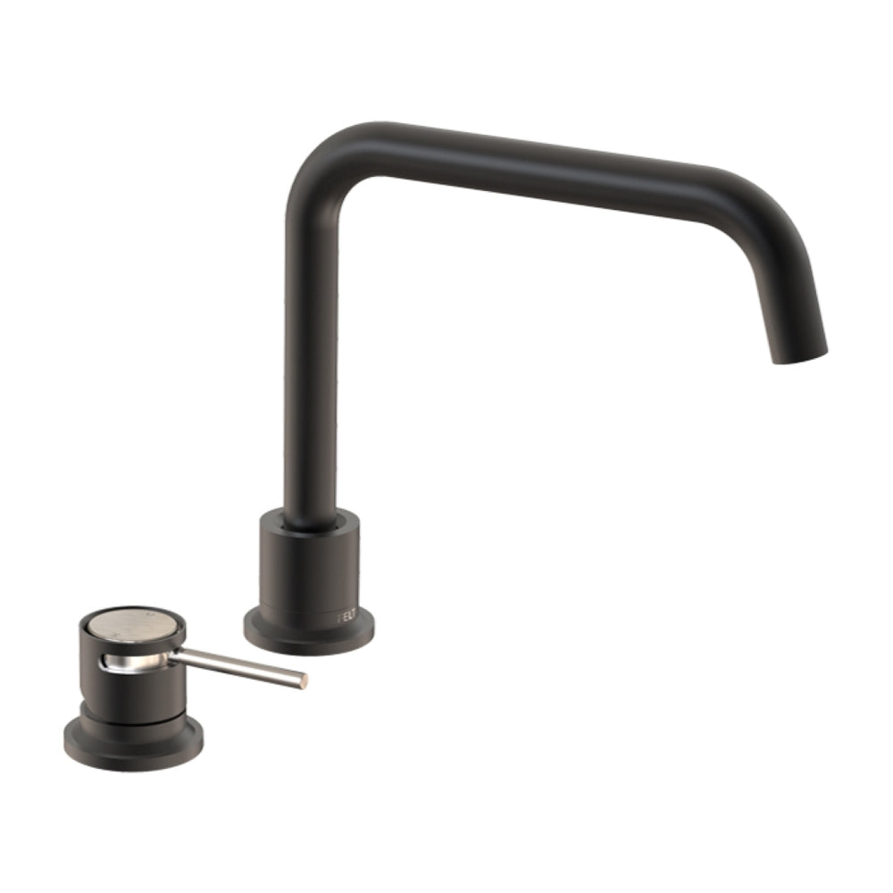 FELTON TATE DECK MOUNTED MIXER 300MM BLACK AND BRUSHED NICKEL