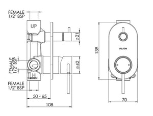 FELTON TATE DIVERTER MIXER 139MM BRUSHED GOLD