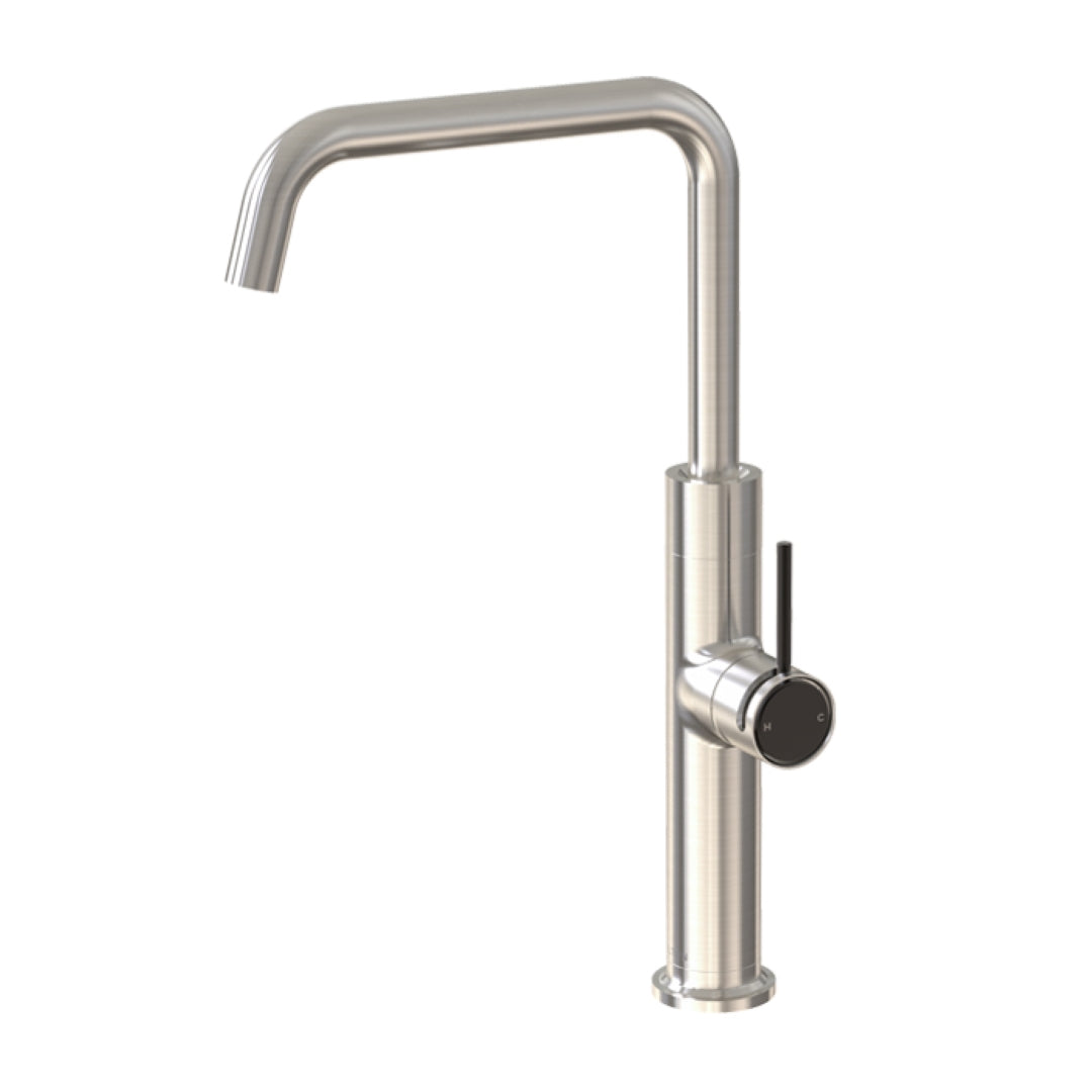 FELTON TATE SINK MIXER 372MM BRUSHED NICKEL AND BLACK