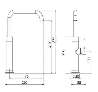 FELTON TATE SINK MIXER 372MM BRUSHED BRONZE