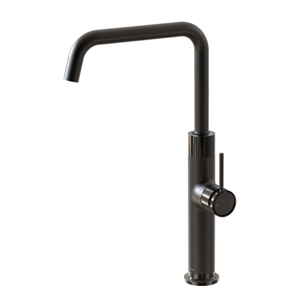 FELTON TATE SINK MIXER 372MM BLACK AND GLOSS BLACK