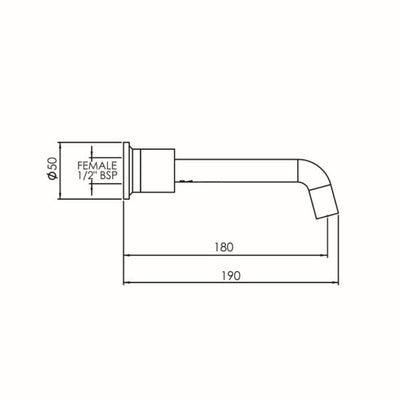 FELTON TATE LEAD FREE WALL MOUNTED SPOUT 180MM CHROME