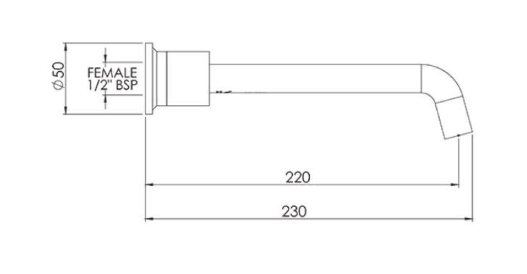 FELTON TATE WALL MOUNTED SPOUT 220MM CHROME