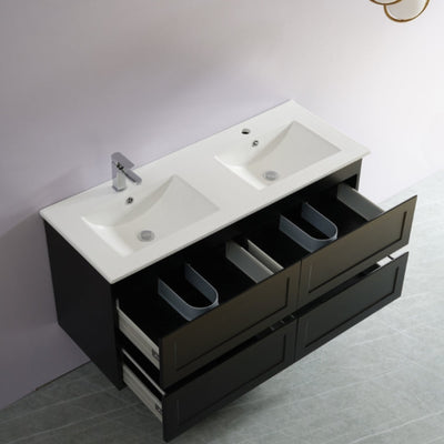 CETO FREMANTLE MATTE BLACK 1200MM DOUBLE BOWL WALL HUNG VANITY