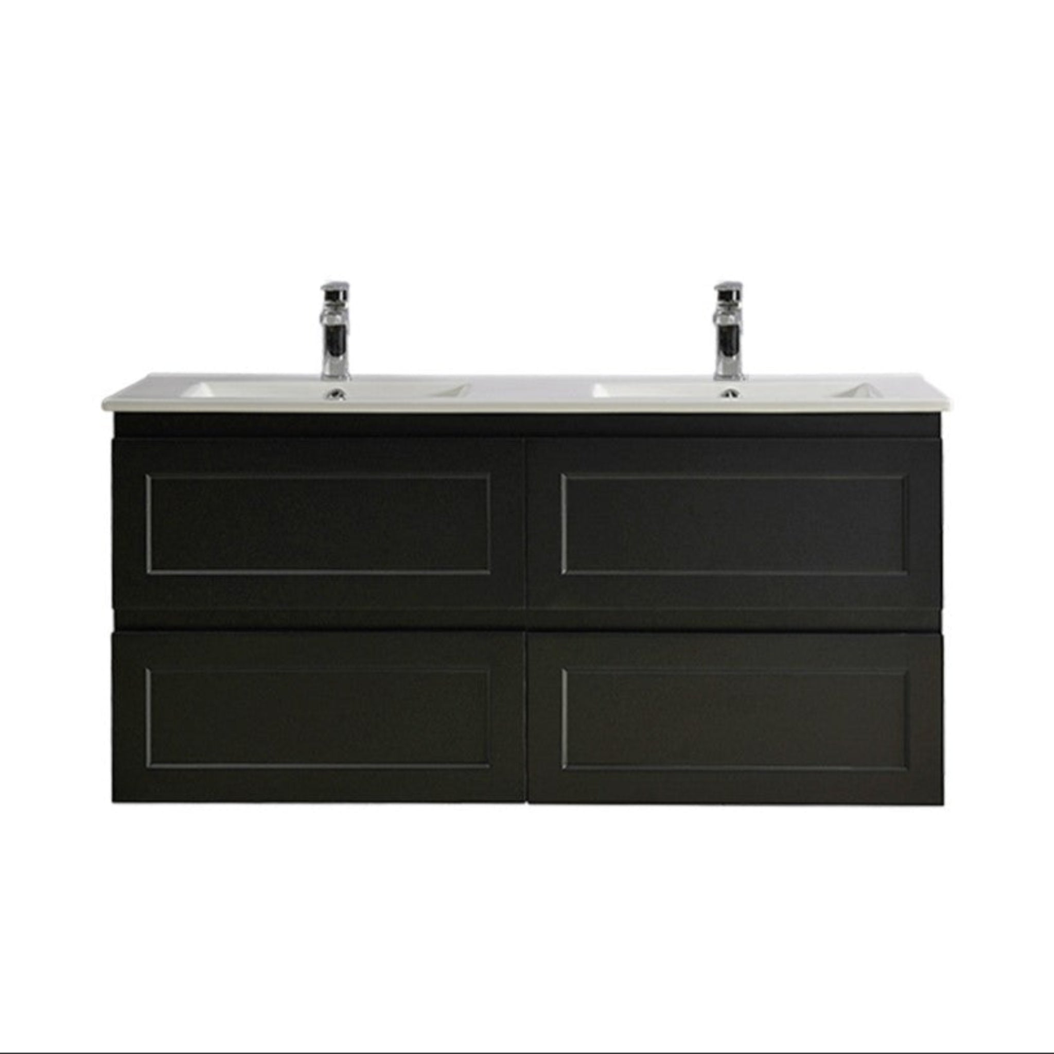 CETO FREMANTLE MATTE BLACK 1200MM DOUBLE BOWL WALL HUNG VANITY
