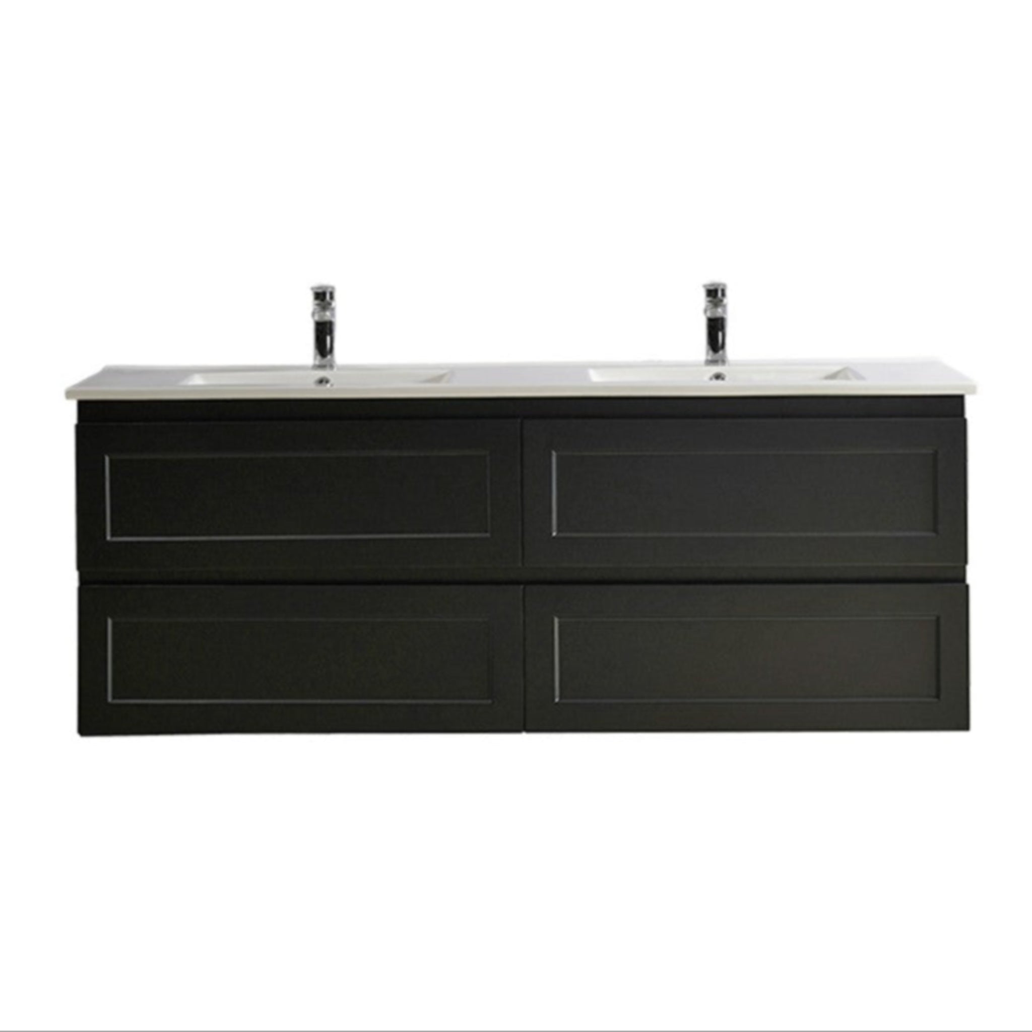CETO FREMANTLE MATTE BLACK 1500MM DOUBLE BOWL WALL HUNG VANITY