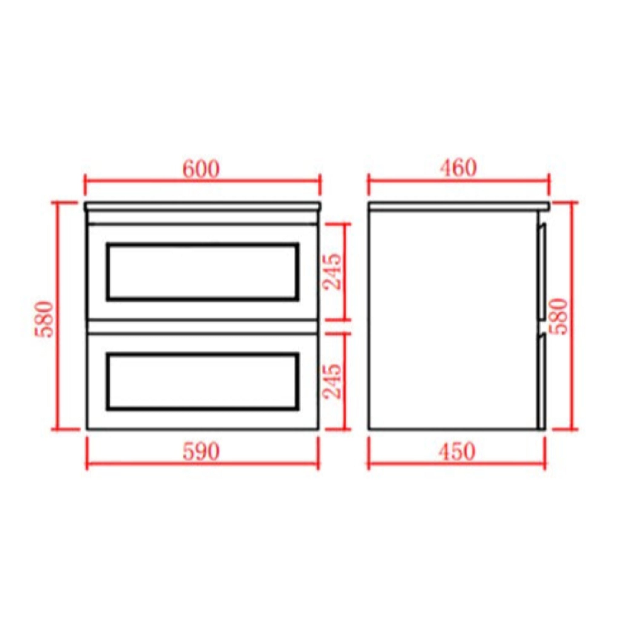 CETO FREMANTLE MATTE BLACK 600MM SINGLE BOWL WALL HUNG VANITY