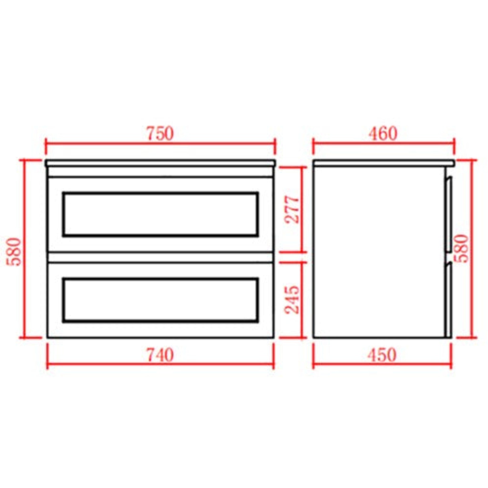 CETO FREMANTLE MATTE BLACK 750MM SINGLE BOWL WALL HUNG VANITY