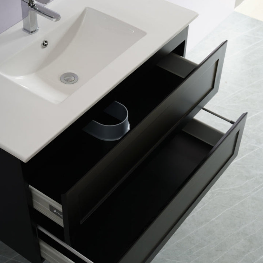 CETO FREMANTLE MATTE BLACK 900MM SINGLE BOWL WALL HUNG VANITY