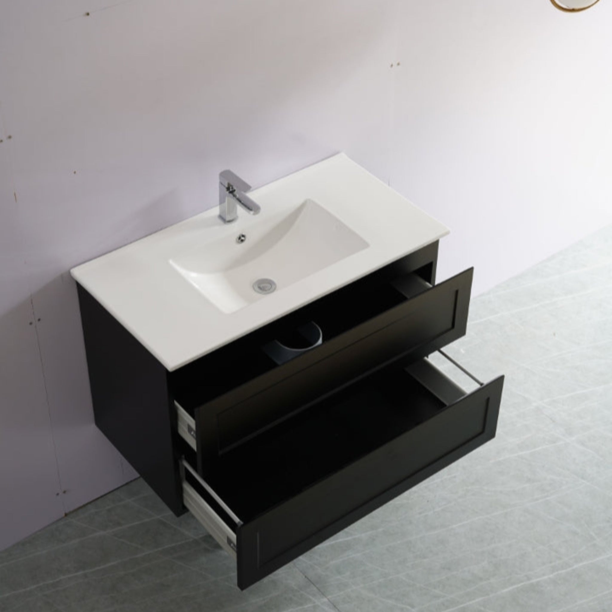 CETO FREMANTLE MATTE BLACK 900MM SINGLE BOWL WALL HUNG VANITY