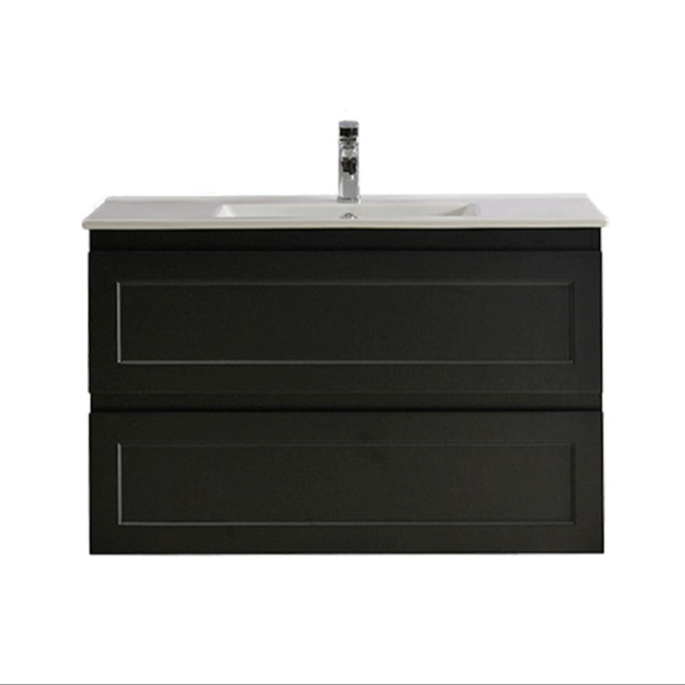 CETO FREMANTLE MATTE BLACK 900MM SINGLE BOWL WALL HUNG VANITY