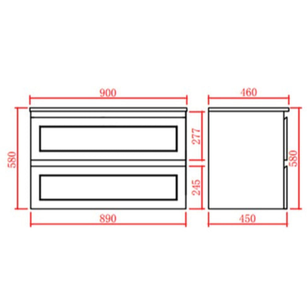 CETO FREMANTLE MATTE BLACK 900MM SINGLE BOWL WALL HUNG VANITY (SHOWROOM DISPLAY)