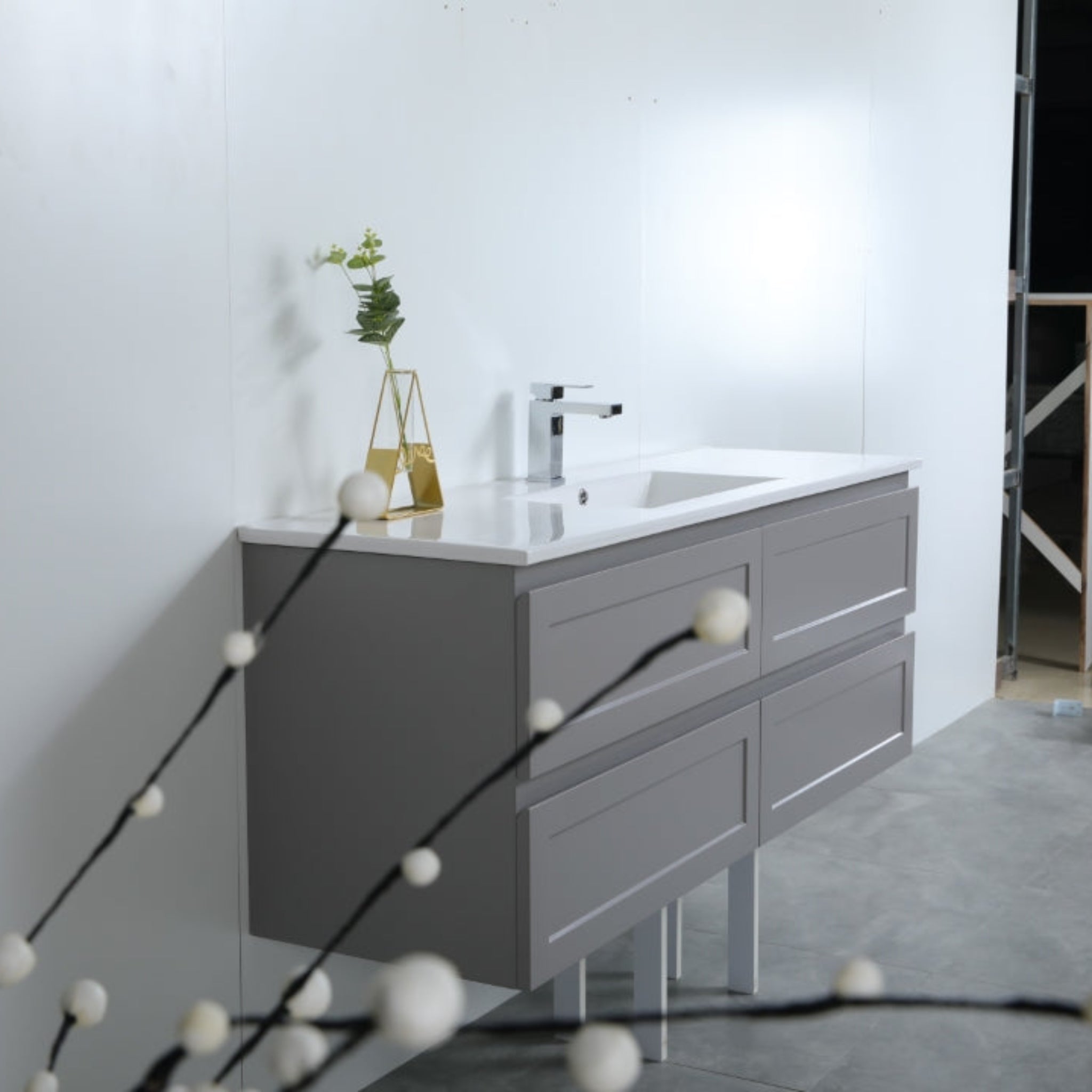 CETO FREMANTLE MATTE GREY 1500MM SINGLE BOWL WALL HUNG VANITY