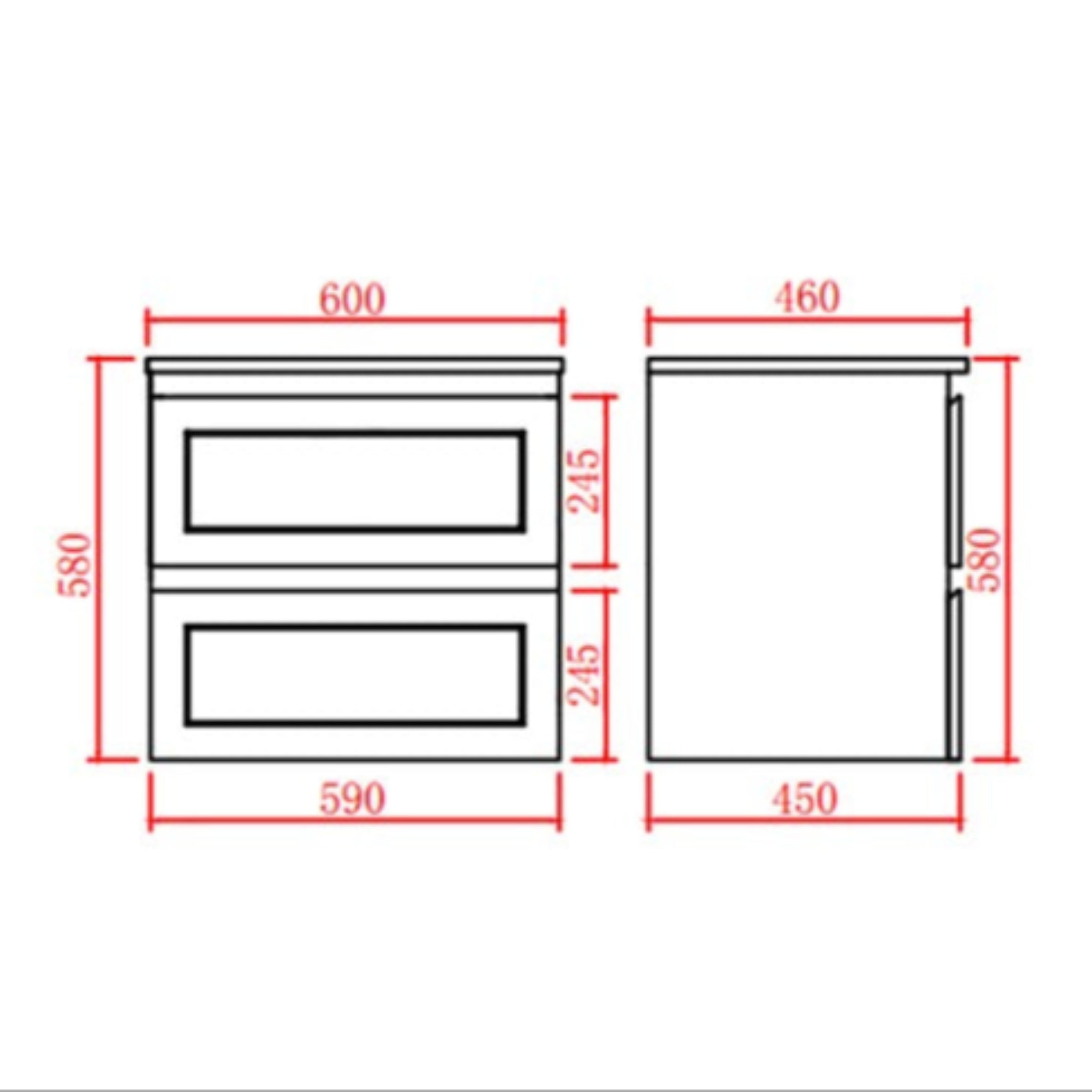 CETO FREMANTLE MATTE GREY 600MM SINGLE BOWL WALL HUNG VANITY