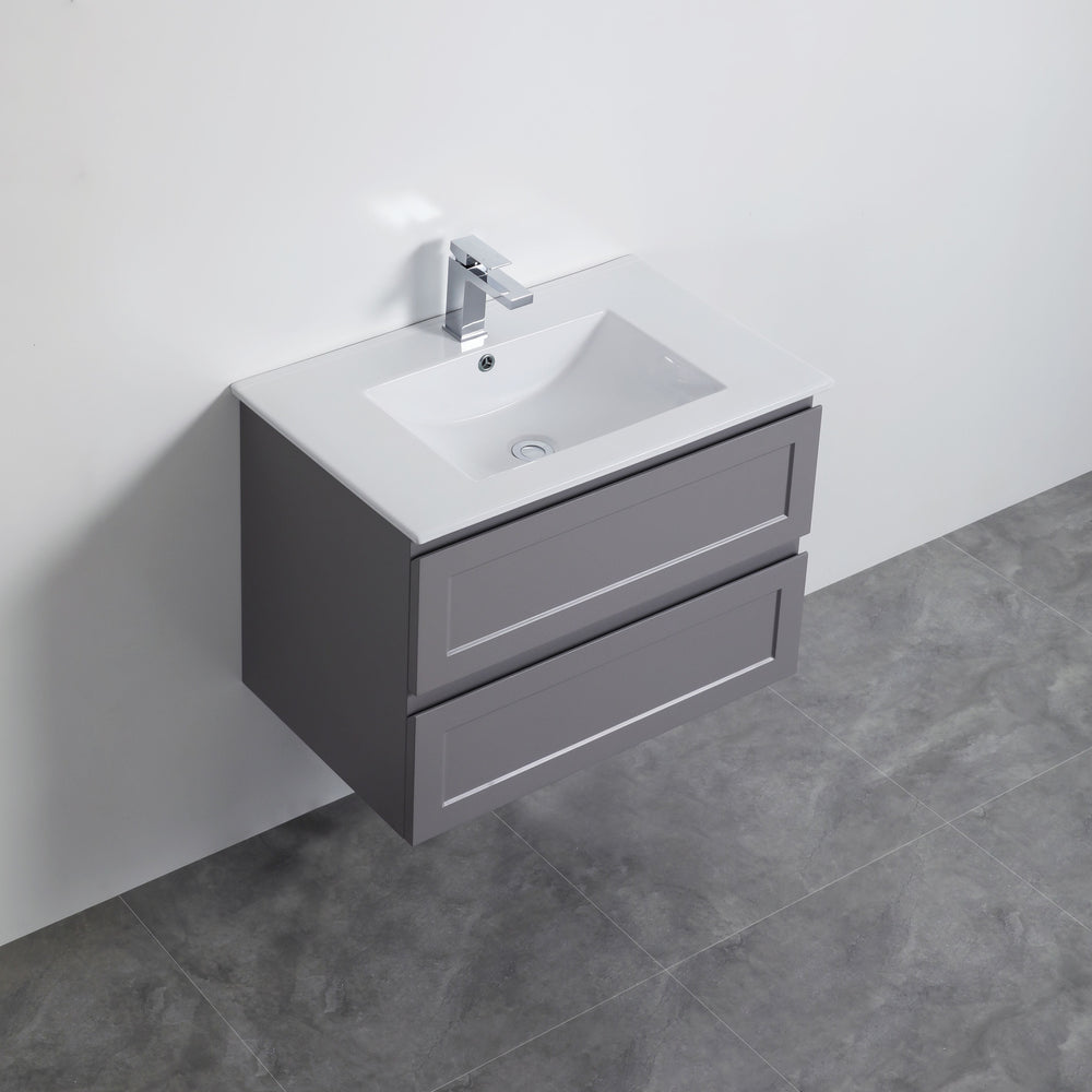 CETO FREMANTLE MATTE GREY 750MM SINGLE BOWL WALL HUNG VANITY