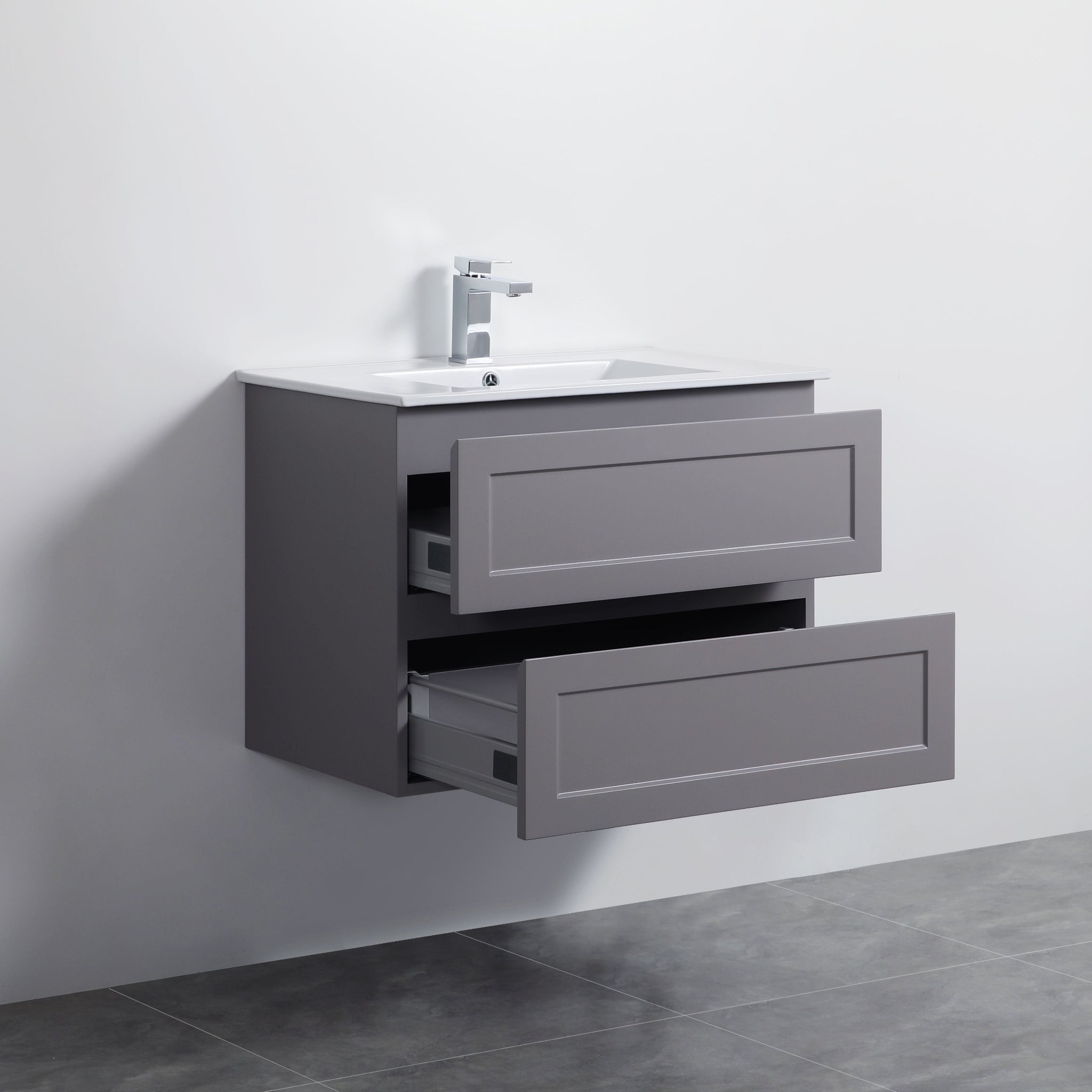 CETO FREMANTLE MATTE GREY 750MM SINGLE BOWL WALL HUNG VANITY