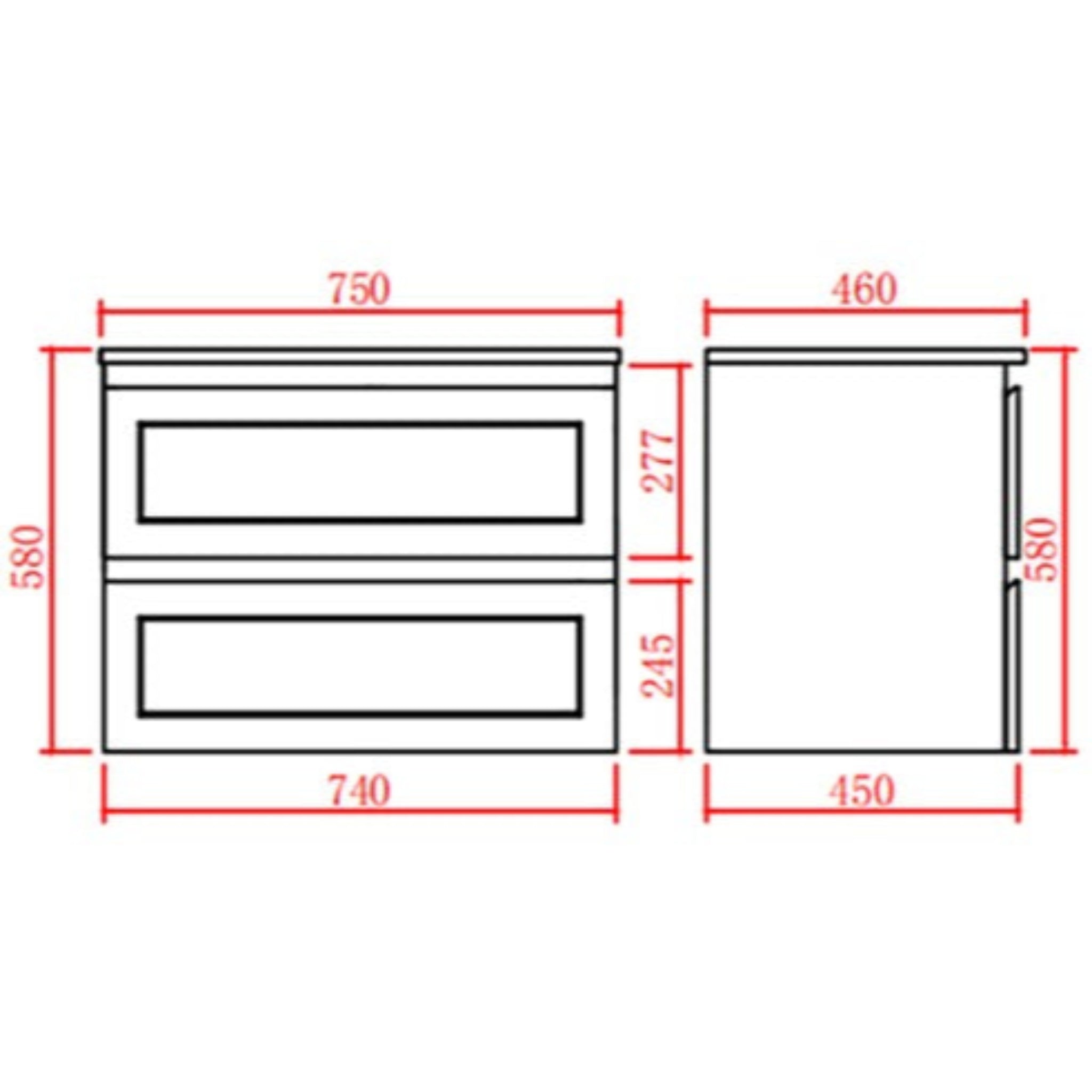 CETO FREMANTLE MATTE GREY 750MM SINGLE BOWL WALL HUNG VANITY