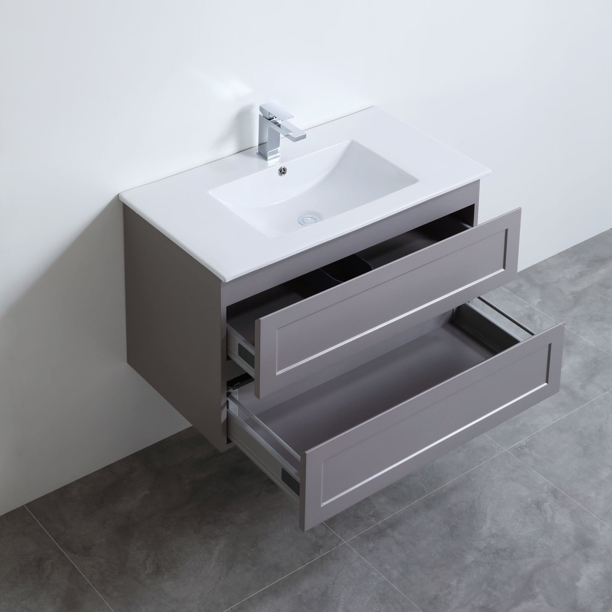 CETO FREMANTLE MATTE GREY 900MM SINGLE BOWL WALL HUNG VANITY