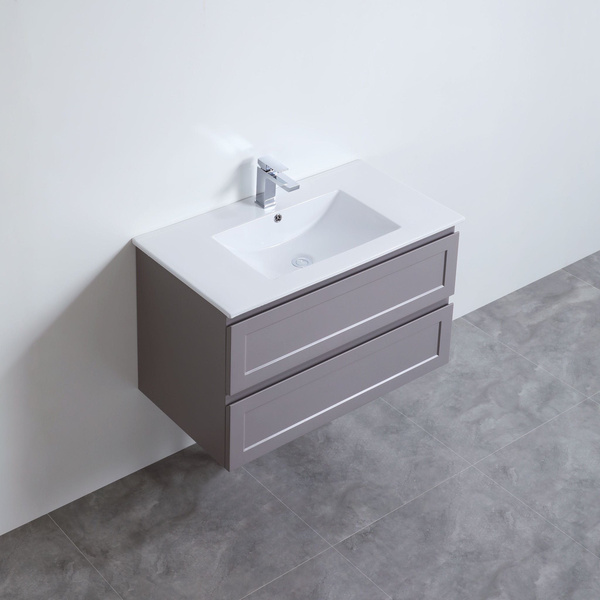 CETO FREMANTLE MATTE GREY 900MM SINGLE BOWL WALL HUNG VANITY